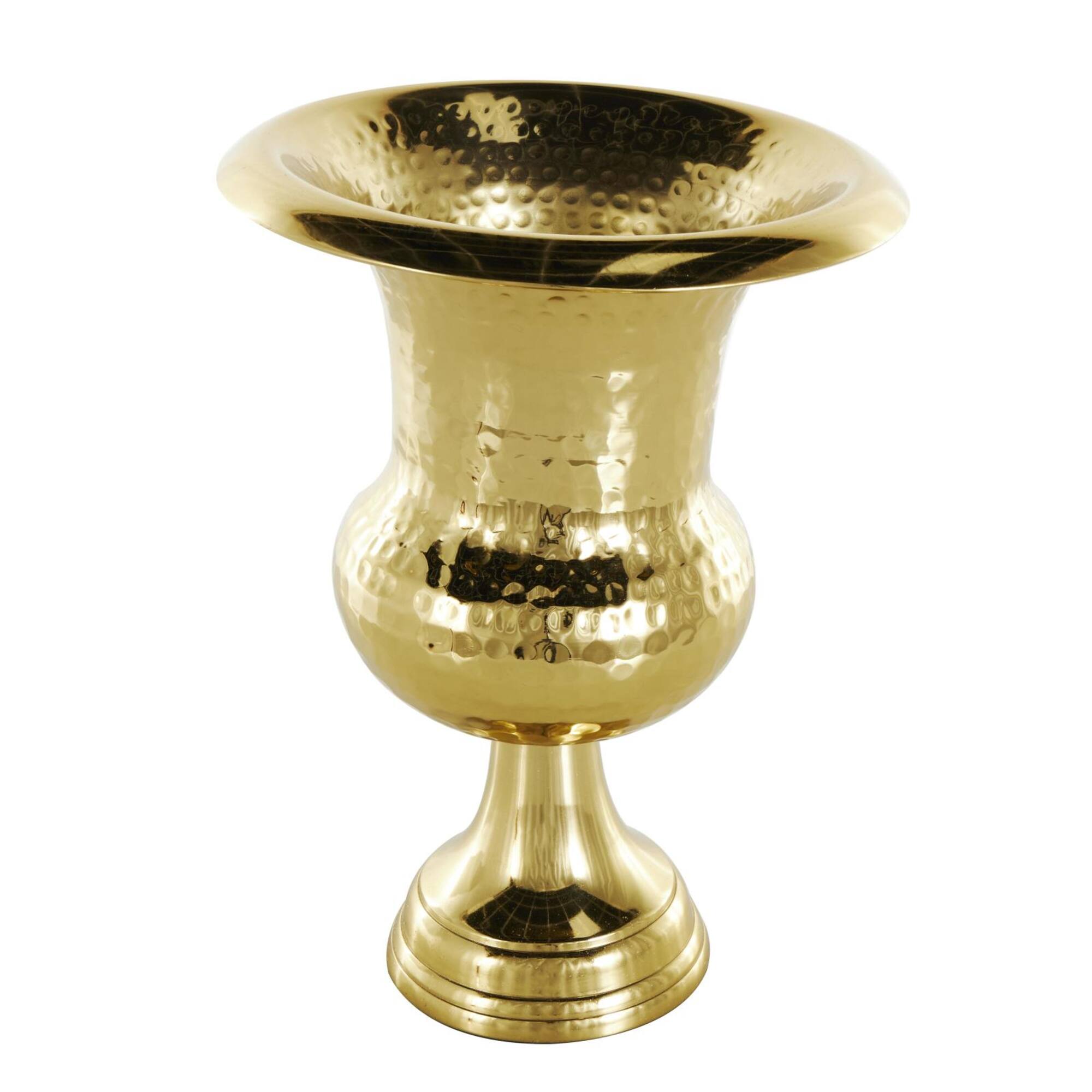 13" Gold Aluminum Hammered Goblet Vase